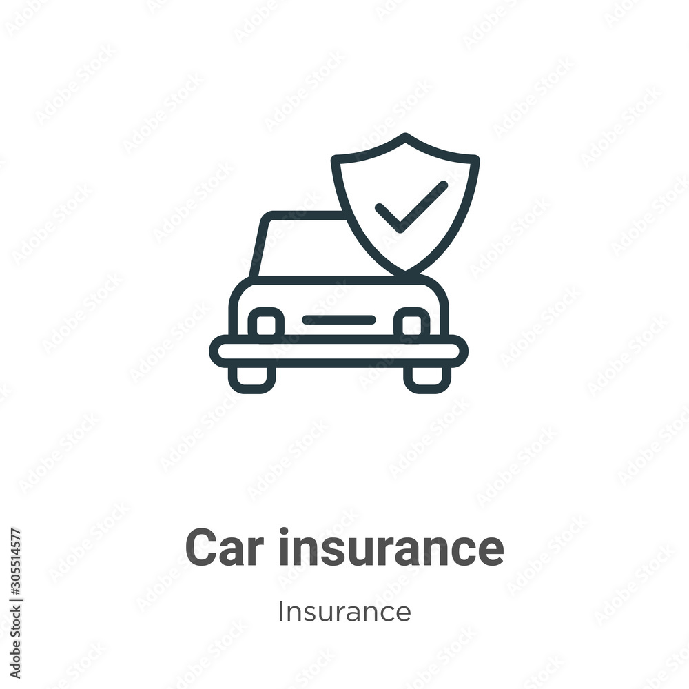 Car Insurance Outline Vector Icon Thin Line Black Car Insurance Icon Flat Vector Simple Element Illustration From Editable Insurance Concept Isolated On White Background Stock Vector Adobe Stock