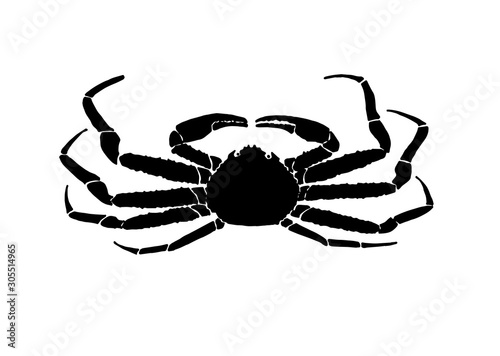 Graphical crab isolated on white background, vector illustration,sea-food silhouette