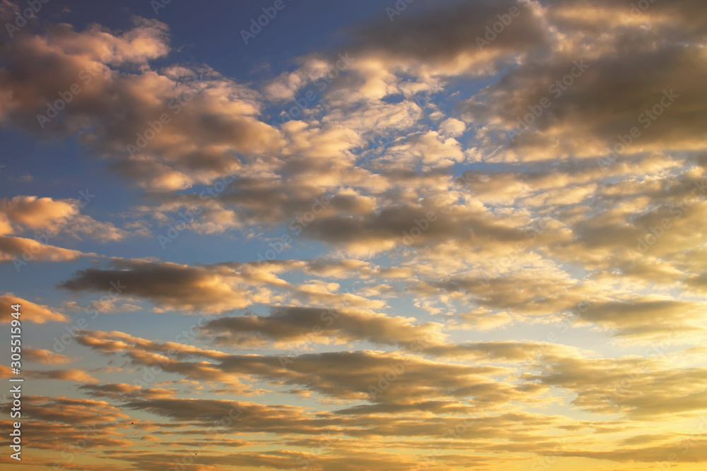 blue sky background with beautiful clouds at sunset