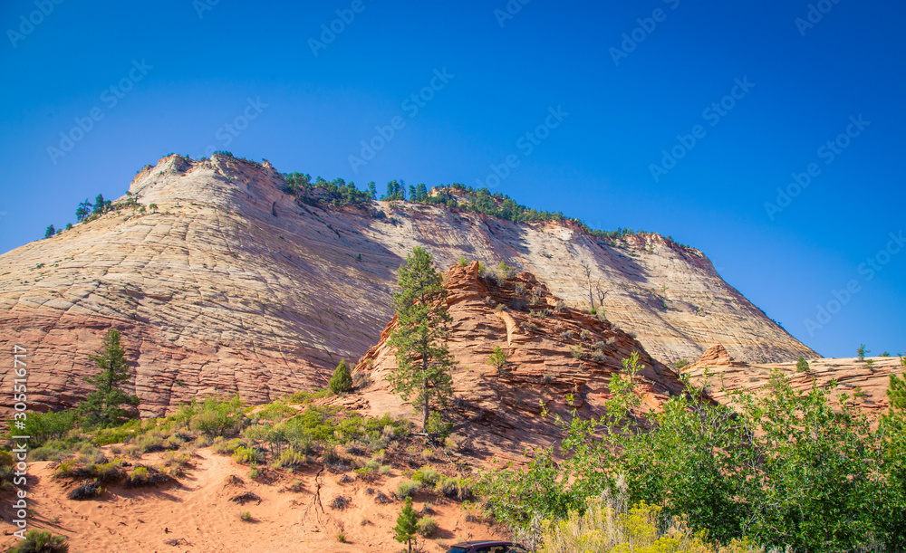 Sandstone mountains in Zion National Park