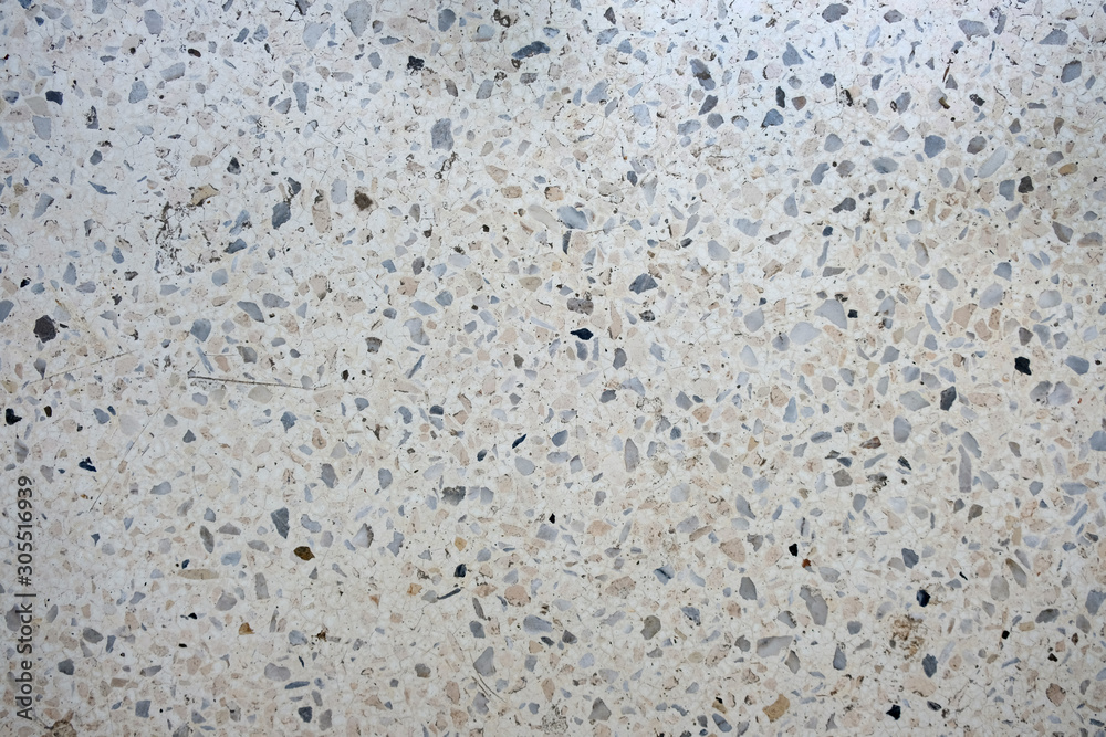 Terrazzo flooring pattern. Fragment of a dirty floor, background Terrazzo flooring pattern. Fragment of a dirty floor, background