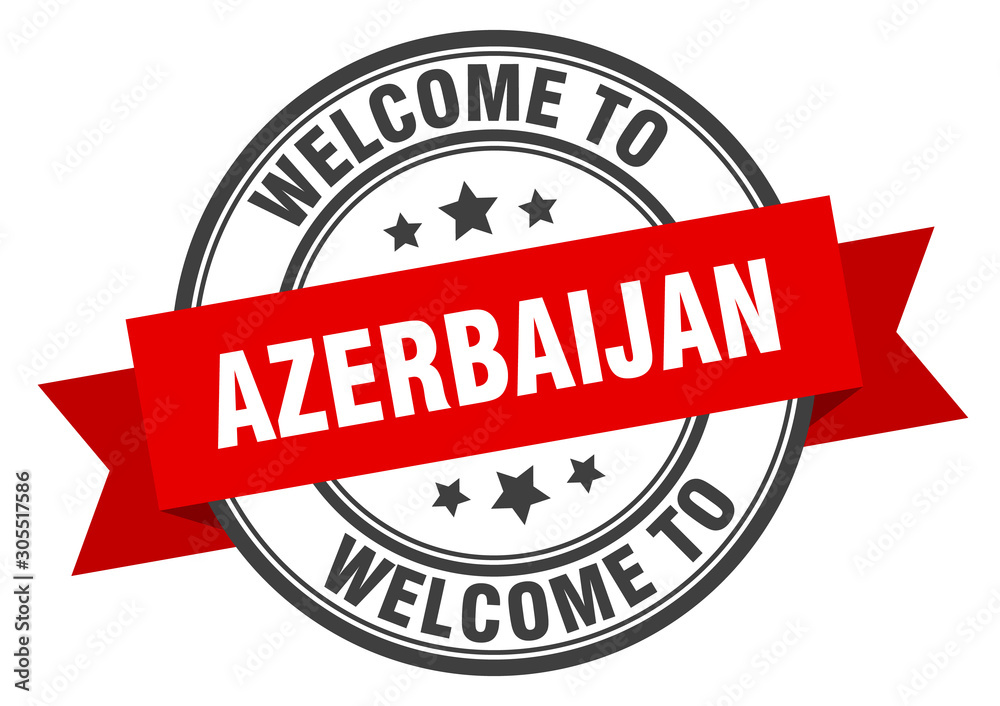 Fototapeta premium Azerbaijan stamp. welcome to Azerbaijan red sign