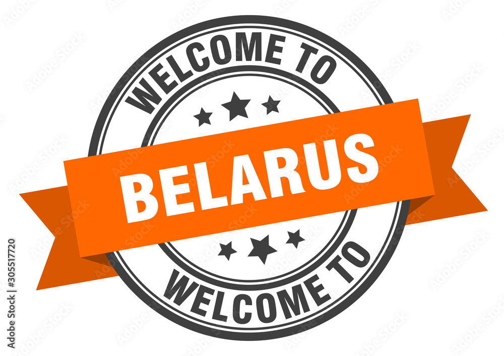 Obraz premium Belarus stamp. welcome to Belarus orange sign