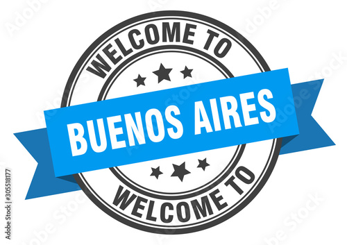 Buenos Aires stamp. welcome to Buenos Aires blue sign
