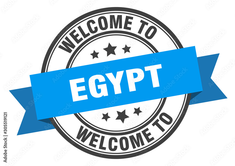 Obraz premium Egypt stamp. welcome to Egypt blue sign