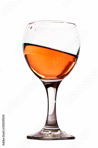 Glass of red wine on a white background