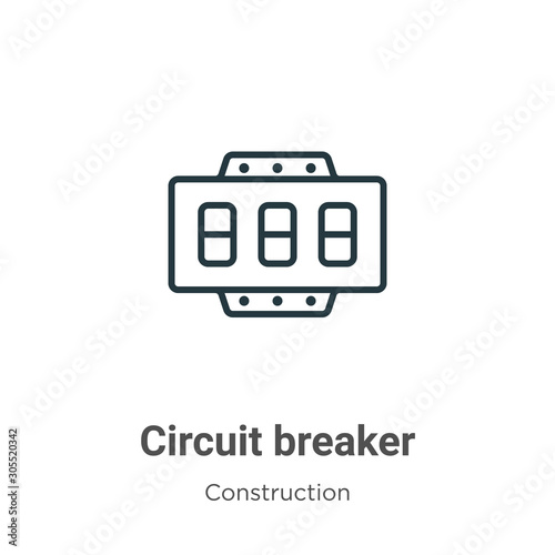 Circuit breaker outline vector icon. Thin line black circuit breaker icon, flat vector simple element illustration from editable construction concept isolated on white background