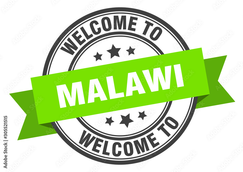Obraz premium Malawi stamp. welcome to Malawi green sign