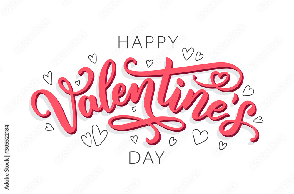 Happy Valentines Day hand drawn text greeting card. Vector illustration. Happy Valentines Day hand drawn text greeting card. Vector illustration.