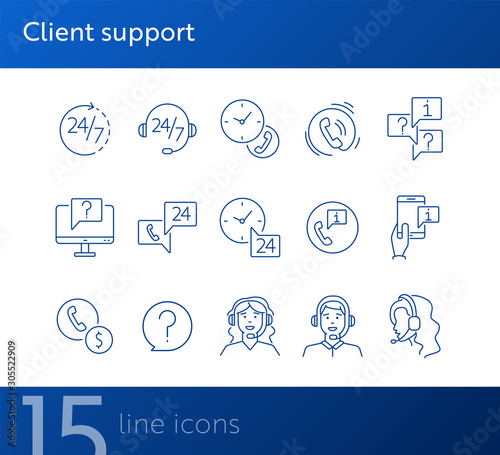 Client support line icon set