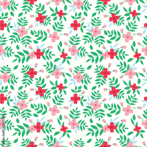 seamleass pattern : Small Vintage Floral Seamless Pattern in vector , for print on fabric textile , book cover , packaging , wedding invitation © JEFRI