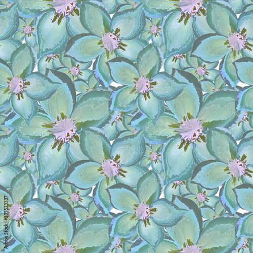 Seamless abstract pattern. Gently blue flowers close-up. Flower ornament.