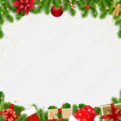 Christmas Border With Fir Tree Transparent Background
