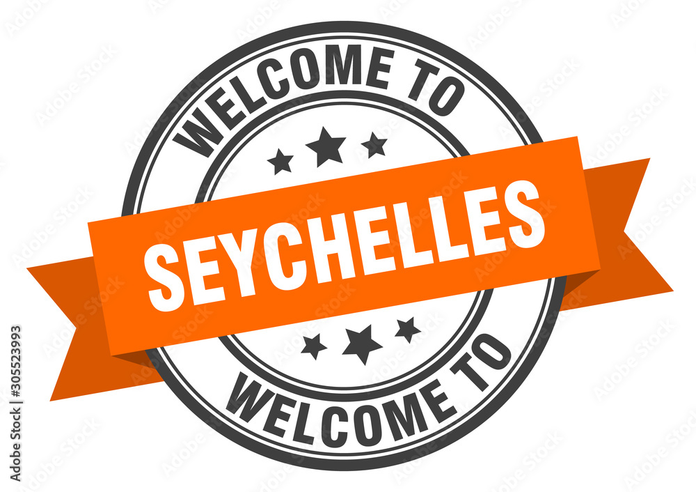 Fototapeta premium Seychelles stamp. welcome to Seychelles orange sign