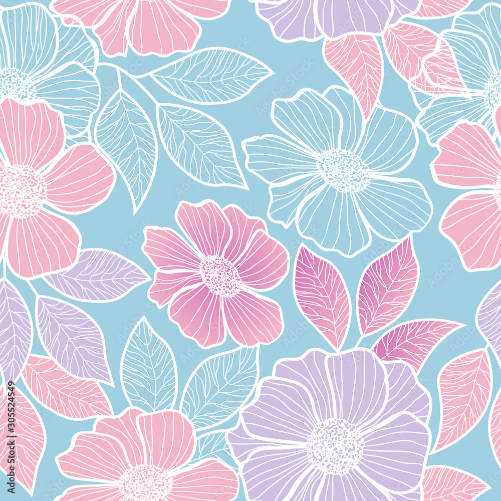 Vector flowers seamless pattern Vector flowers seamless pattern