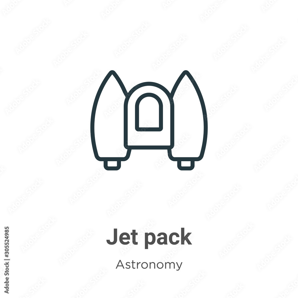 Jet pack outline vector icon. Thin line black jet pack icon, flat ...