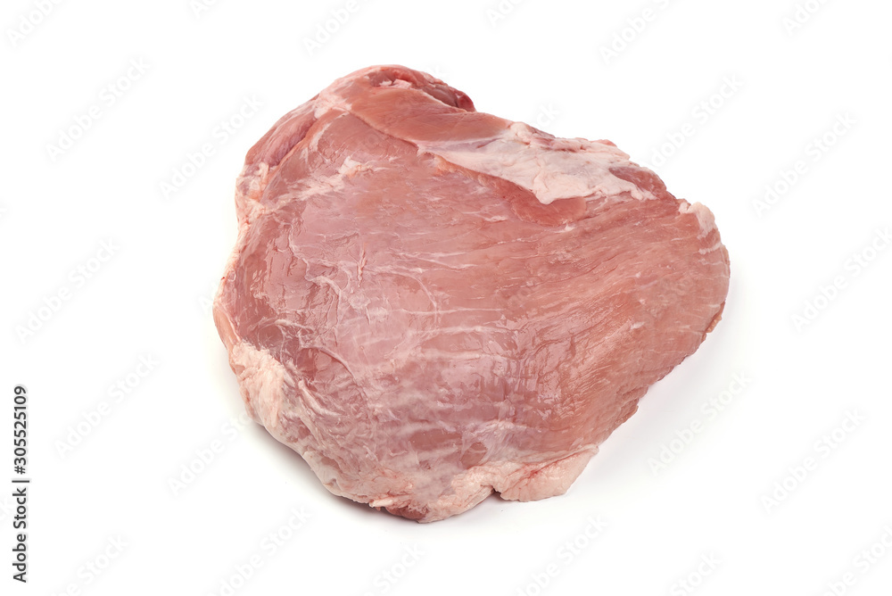 Raw ham part, pork gammon cuts, isolated on white background
