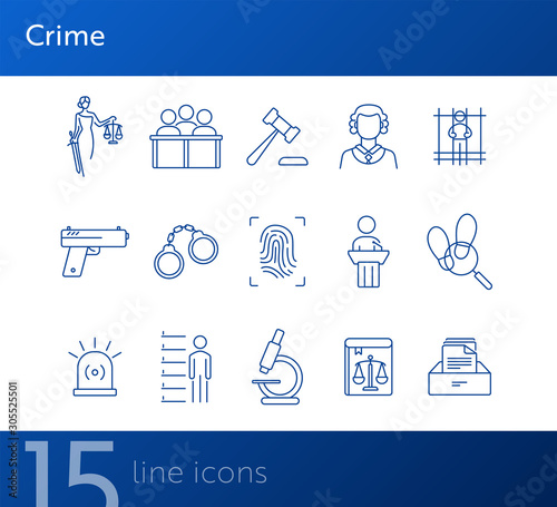 Crime line icon set