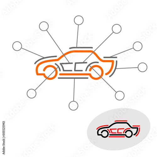 Car sound deadener, noise insulation concept illustration. Adjustable stroke width.