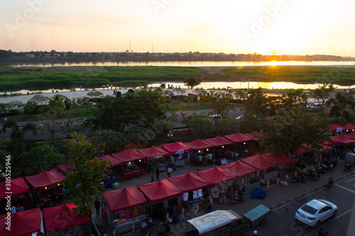 Sonnenuntergang in Vientiane am Mekong