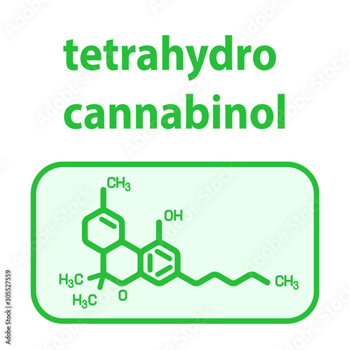 Vector illustration. The formula of tetrahydrocannabinol. Minimalism. Marijuana. Cannabis Medicine. photo