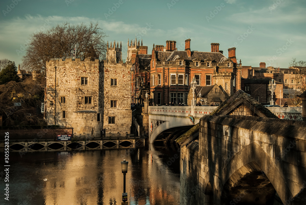 View of the Old Town of York from the left bank of the River Ouse.