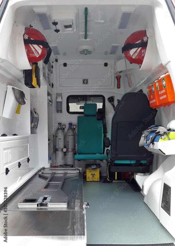 inside a car ambulance in Targu Mures city - Romania 21.Nov.2019 inside a car ambulance in Targu Mures city - Romania 21.Nov.2019
