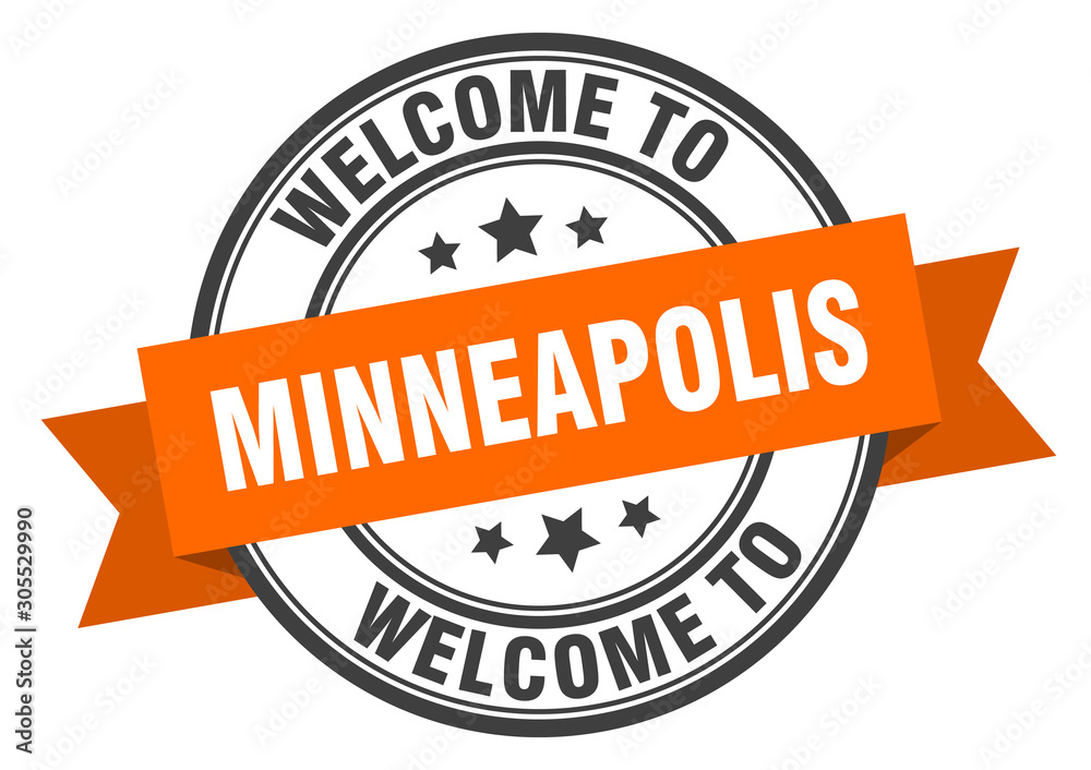 Fototapeta premium Minneapolis stamp. welcome to Minneapolis orange sign