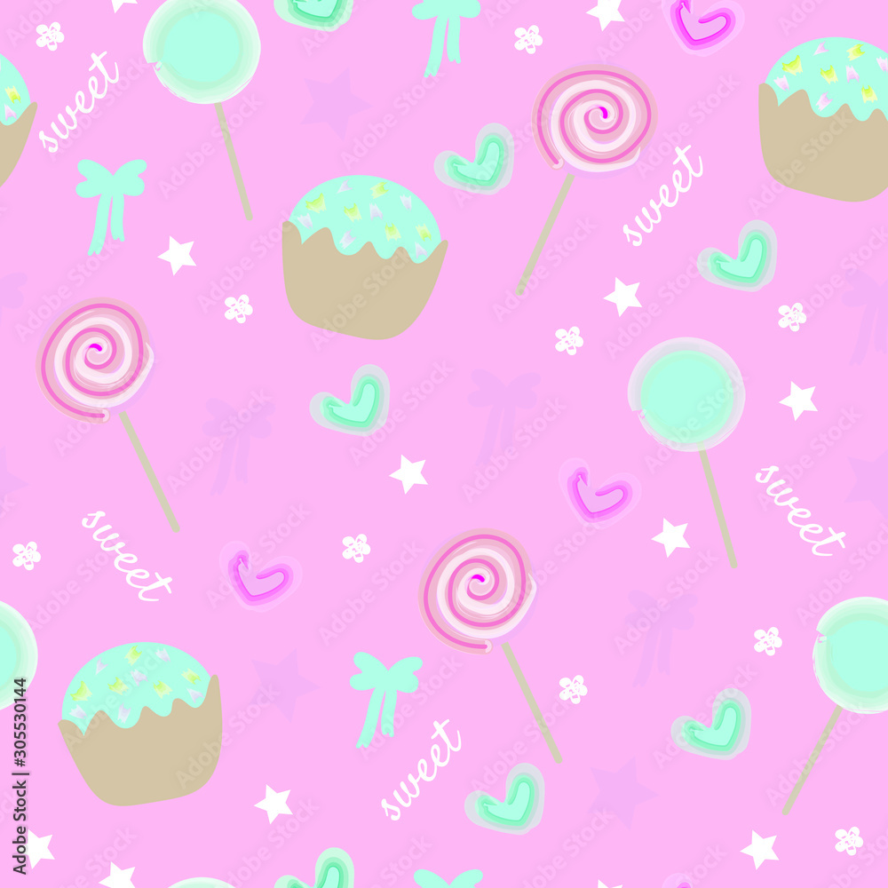 Sweet candies seamless pattern. Candies backdrop for textile, wrapping, fabric, wallpaper