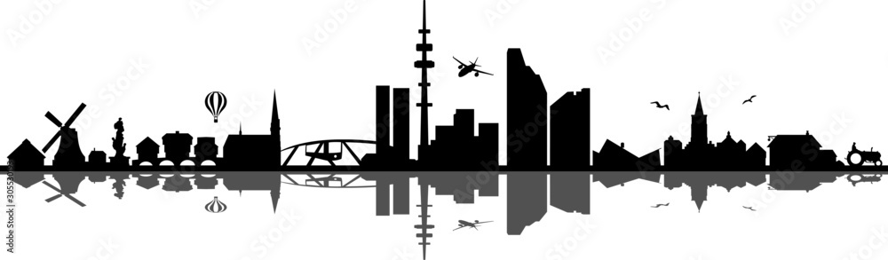 Obraz premium Typical City Downtown Skyline Vector Silhouette