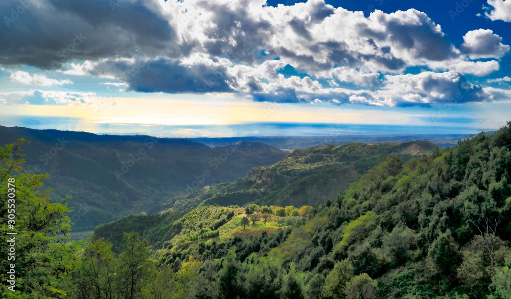 Panoramic view from the Calabrian mountains.