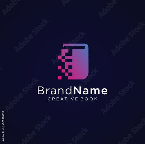 Digital book Tech Logo Vector Design Illustration . modern book logo design template