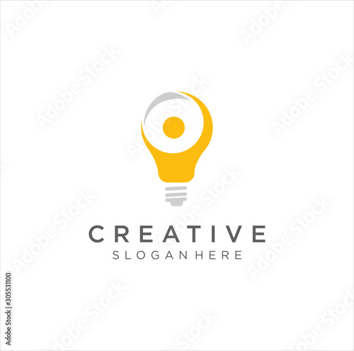 smart people logo design template. creative idea logo designs . Human people bulb lamp think smart logo icon