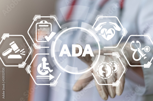 ADA Americans with Disabilities Act Medical Concept. Invalid health social security.