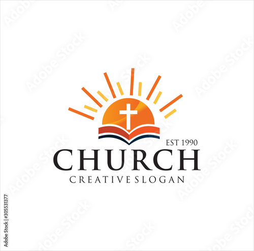 Bible scripture logo Design Vector illustration . Bible Church logo . the name of the mission. Bible Society