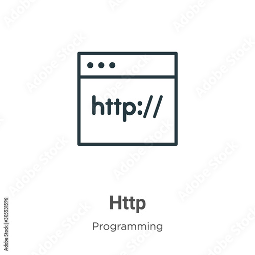 Http outline vector icon. Thin line black http icon, flat vector simple element illustration from editable programming concept isolated on white background
