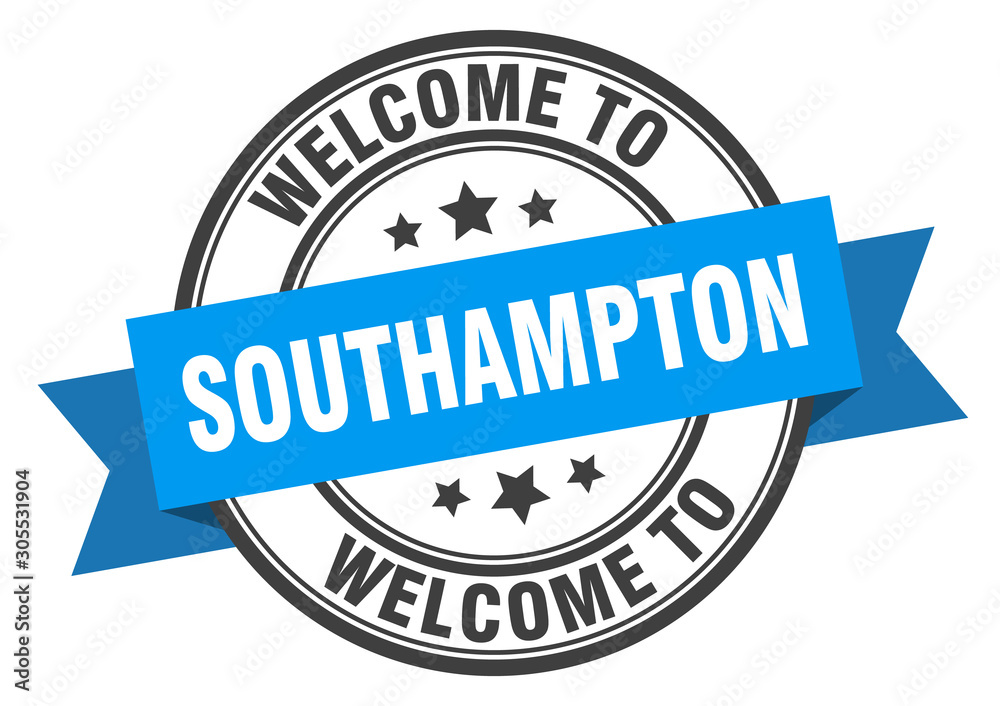 Southampton stamp. welcome to Southampton blue sign