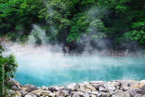 Beautiful scenery of hot spring in the forest in Beitou District, Taiwan