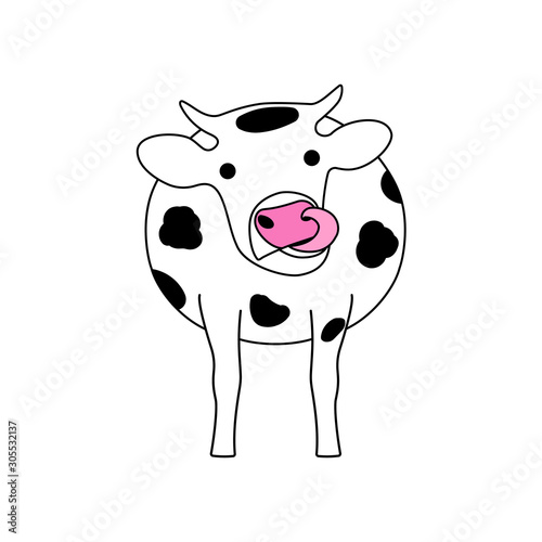 Cartoon cow. Farm animal Vector illustration.