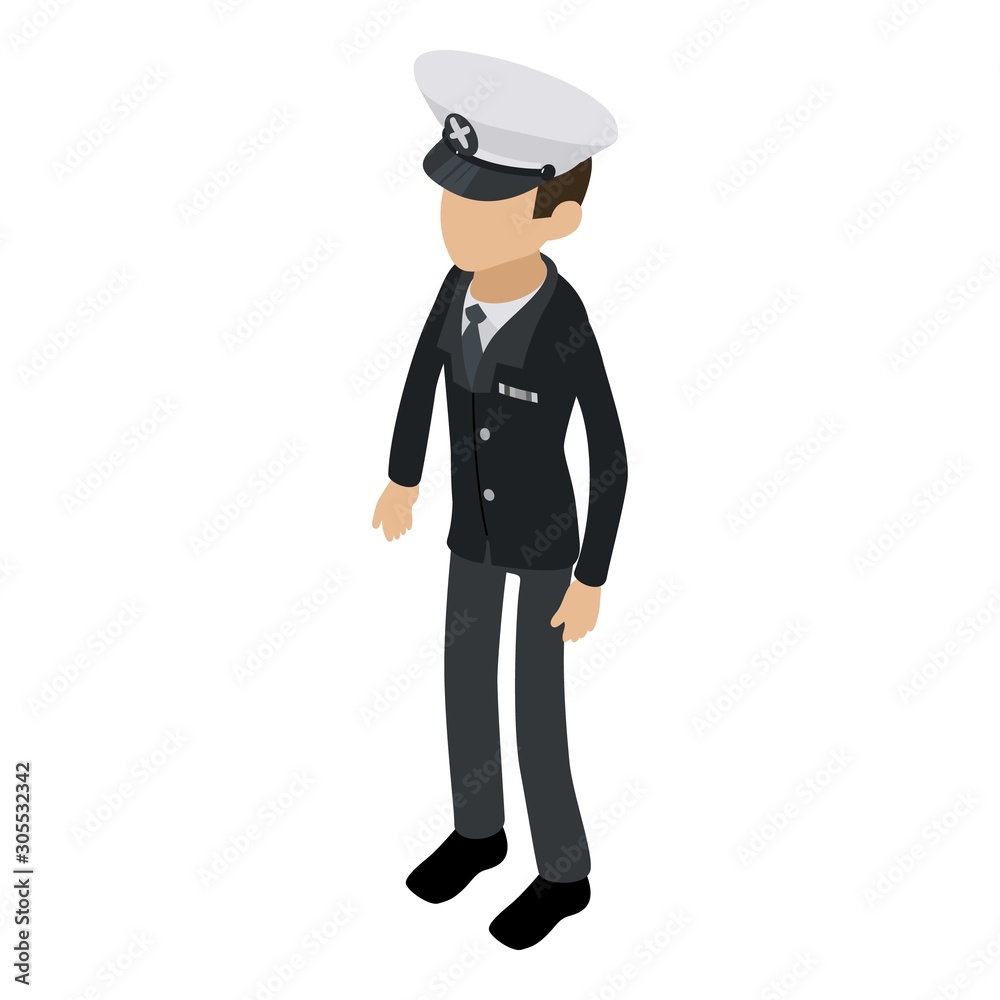 Captain icon. Isometric illustration of captain vector icon for web