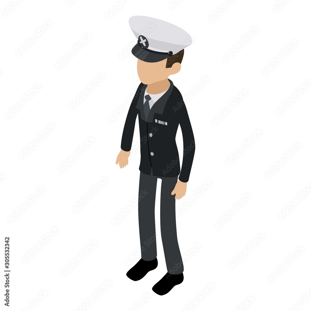Captain icon. Isometric illustration of captain vector icon for web Captain icon. Isometric illustration of captain vector icon for web