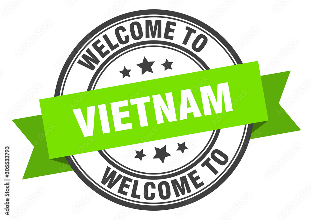 Obraz premium Vietnam stamp. welcome to Vietnam green sign