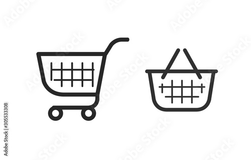 Shopping cart, consumer basket icon. Vector illustration