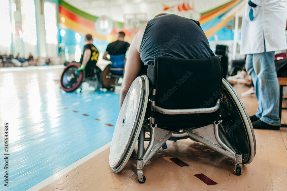 Obraz premium Rugby players in the wheelchairs