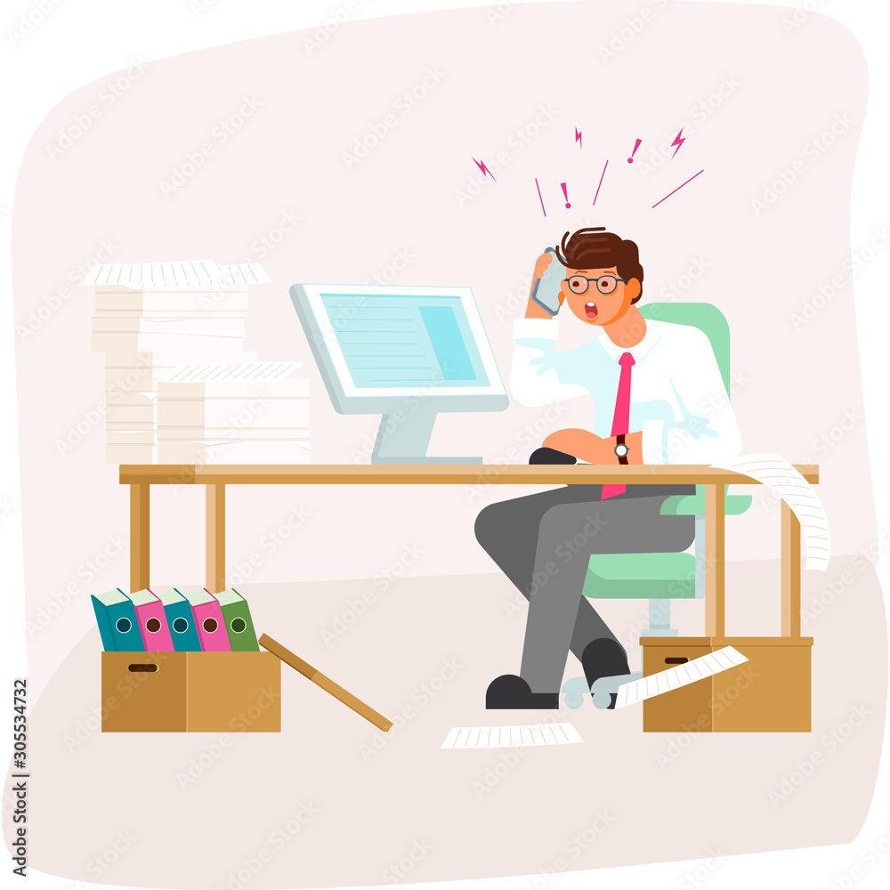 Employee having a lot work Employee having a lot work