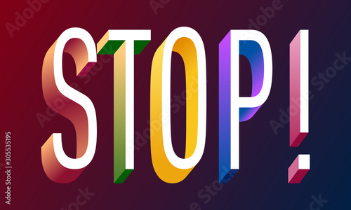 Colorful illustration of "Stop!" word