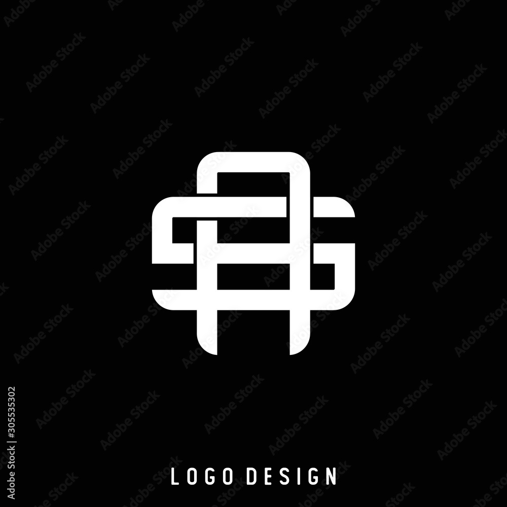Foto Initial letter SA, AS, interlock monogram logo, white color on black background