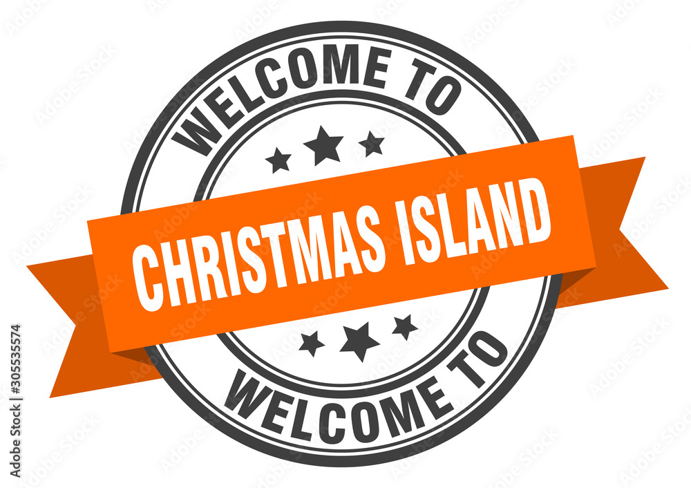 Fototapeta premium Christmas Island stamp. welcome to Christmas Island orange sign