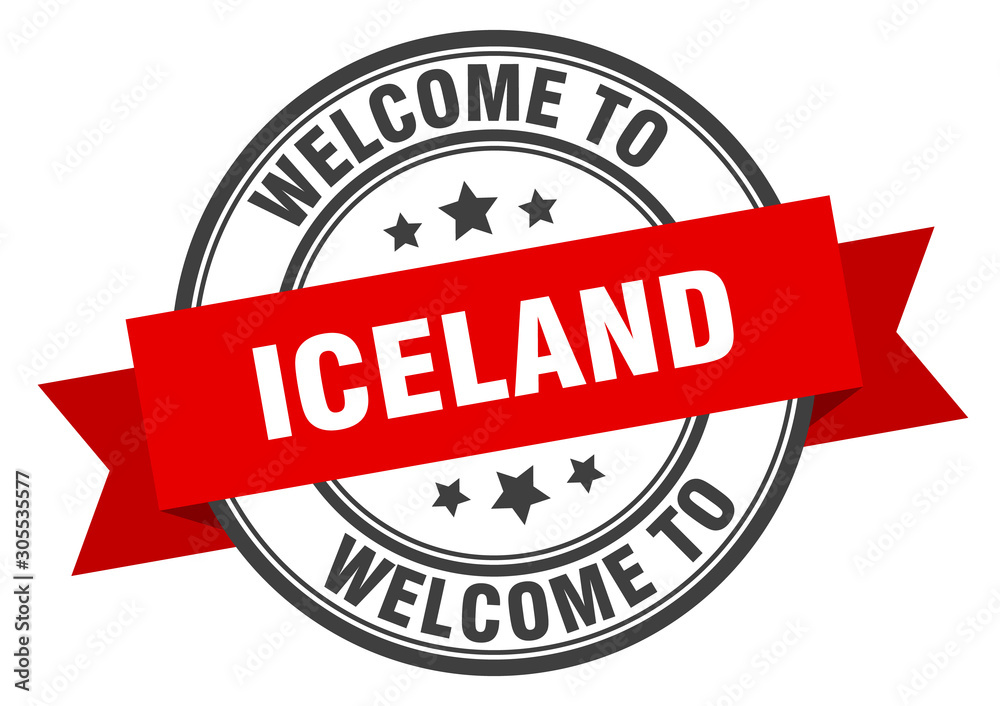 Fototapeta premium Iceland stamp. welcome to Iceland red sign