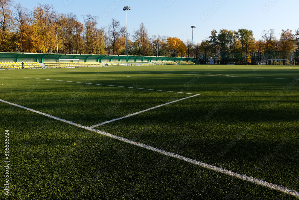 green lawn on a football field